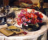 Joseph Kleitsch Still LIfe with Sweet Peas painting